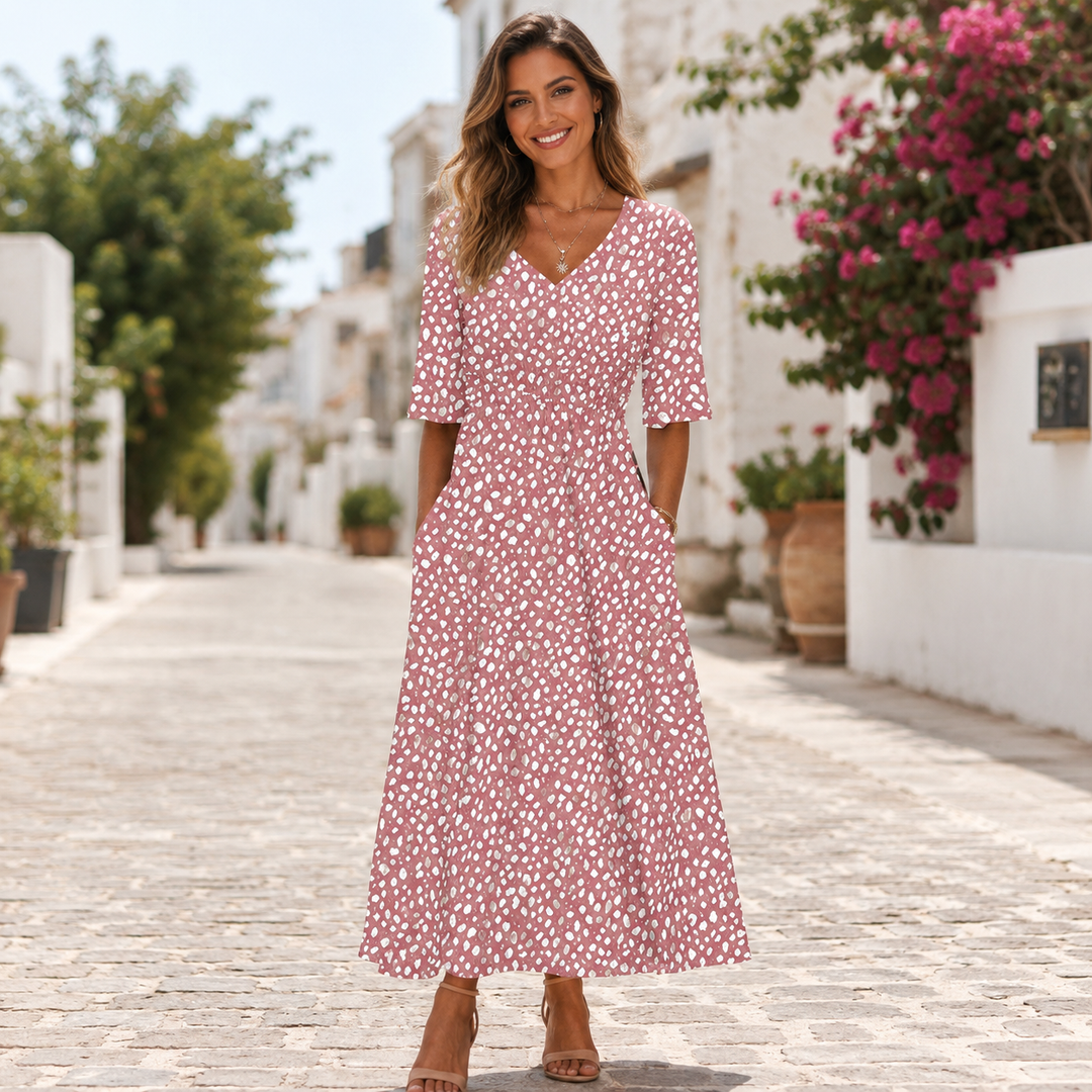 Tess™ | Stylish Midi Dress with Tummy-Hiding Design