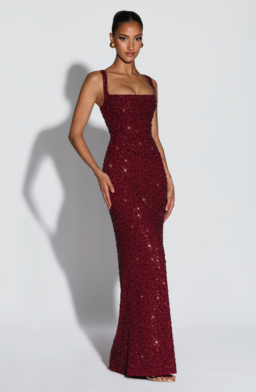 Roosa – Sparkling Square Neck Maxi Dress