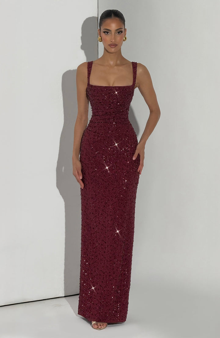 Roosa – Sparkling Square Neck Maxi Dress