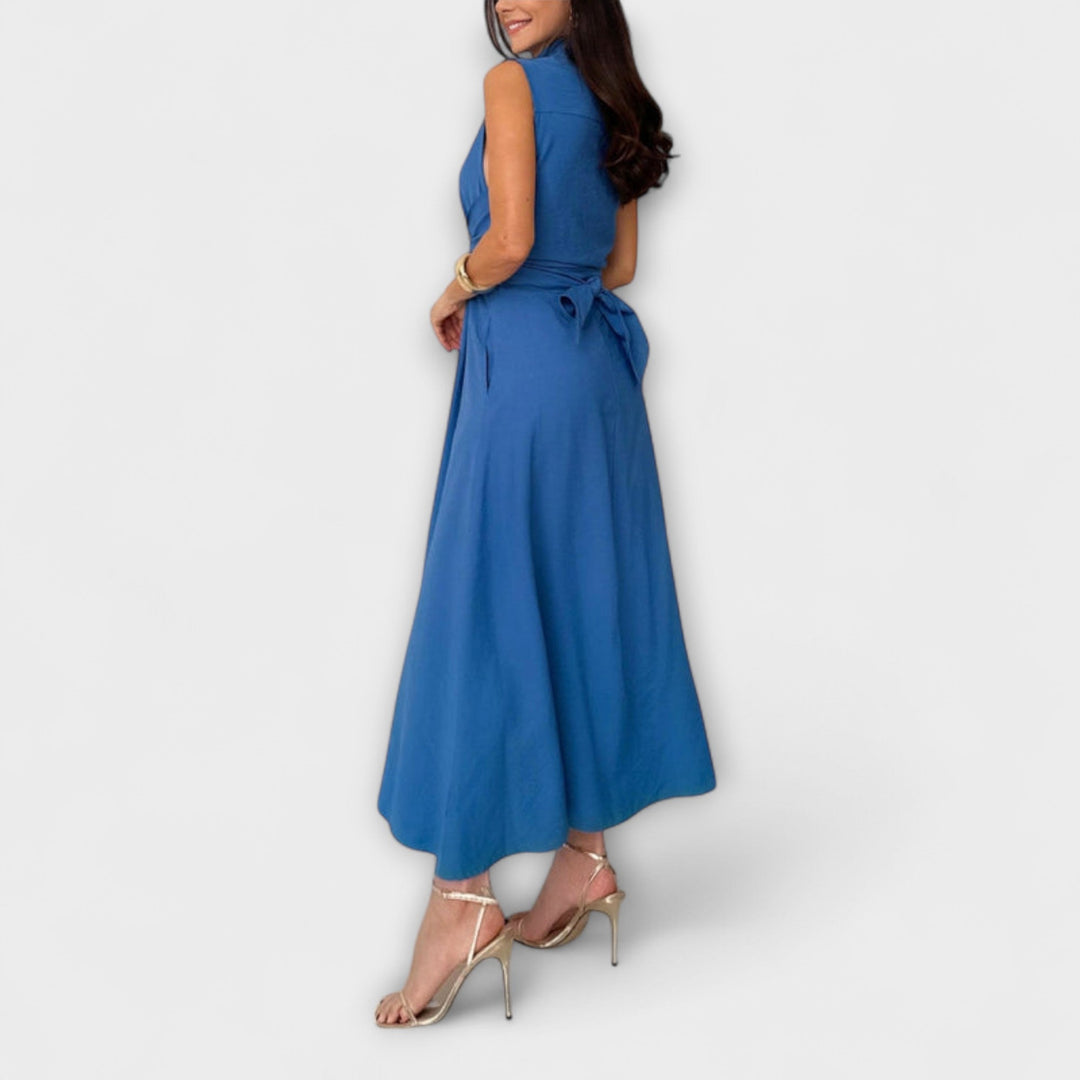 Mira - Stylish midi dresses with solid color fastening and tie details