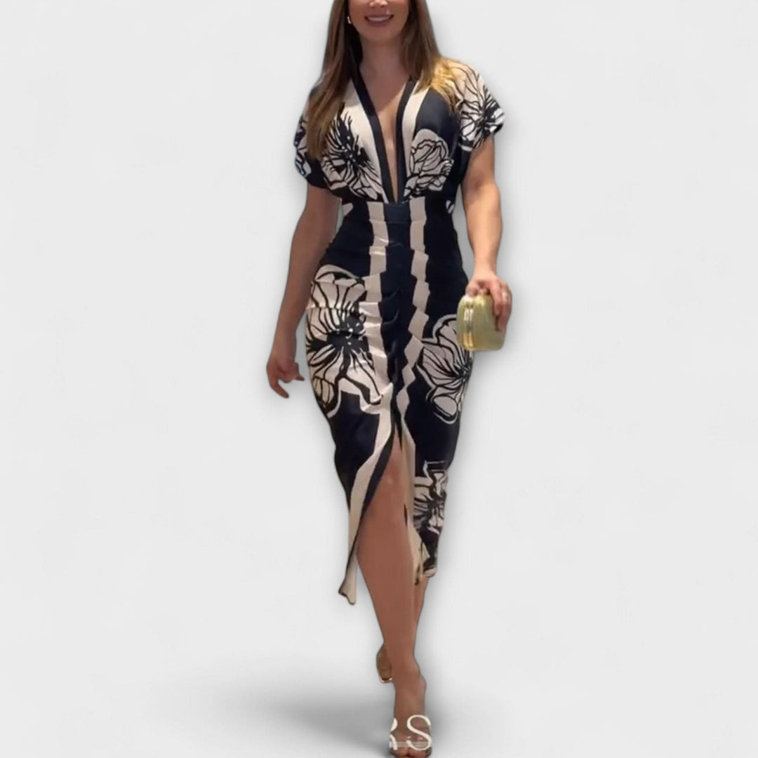 Cleo - Unique midi dresses with dolman sleeves and Brasilia patterns