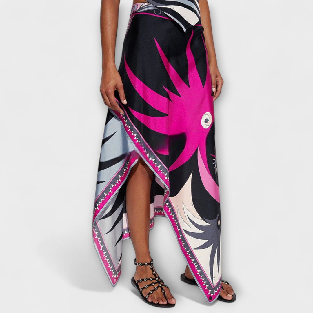 Everly - Halterneck Top and Asymmetrical Midi Dress Set