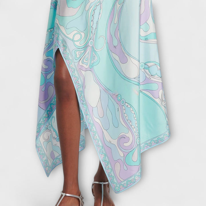 Everly - Halterneck Top and Asymmetrical Midi Dress Set