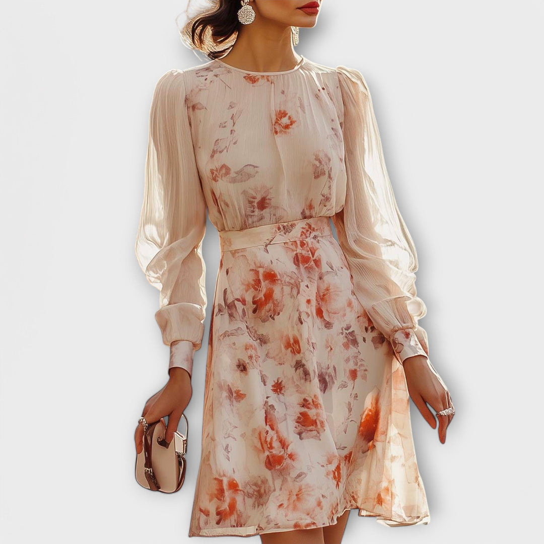 Floral Patterned Short-Sleeve Dress