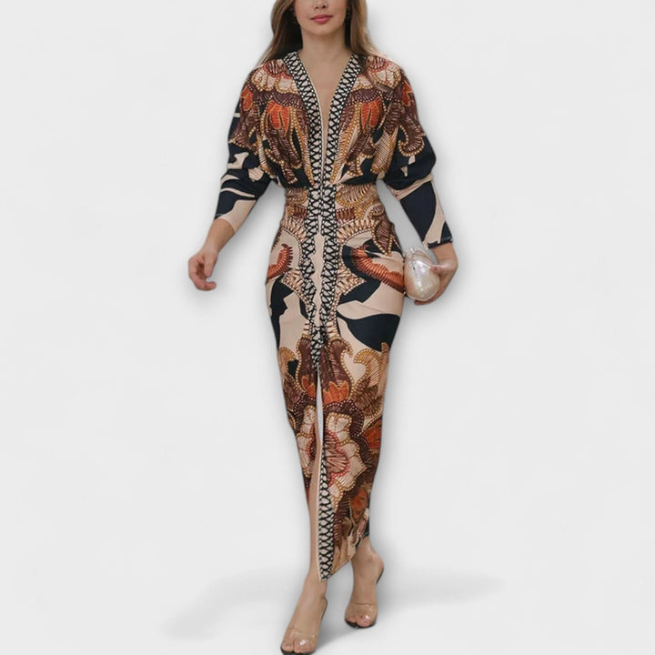 Cleo - Unique midi dresses with dolman sleeves and Brasilia patterns