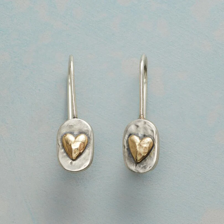 Vintage Silver Golden Heart Earrings