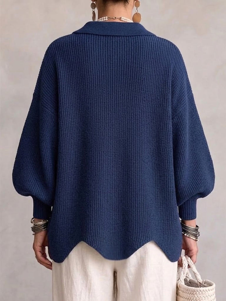 Isadora | Cardigan Oversize com Colarinho e Grandes Botões Metálicos